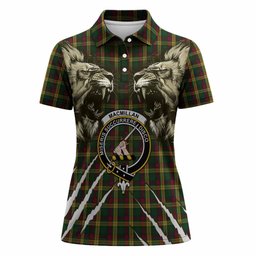 MacMillan (McMillan) Tartan Crest Women Polo Shirt Ferocious Lion Style