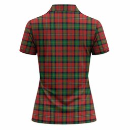 Fullerton Tartan Crest Women Polo Shirt Ferocious Lion Style