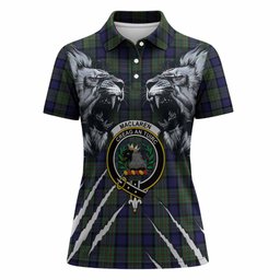 MacLaren (McLaren) Tartan Crest Women Polo Shirt Ferocious Lion Style