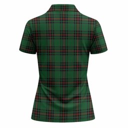 Kinnear Tartan Crest Women Polo Shirt Ferocious Lion Style