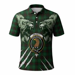 Halkett Tartan Crest Polo Shirt Ferocious Lion Style