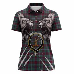 Spence (Spens) Tartan Crest Women Polo Shirt Ferocious Lion Style