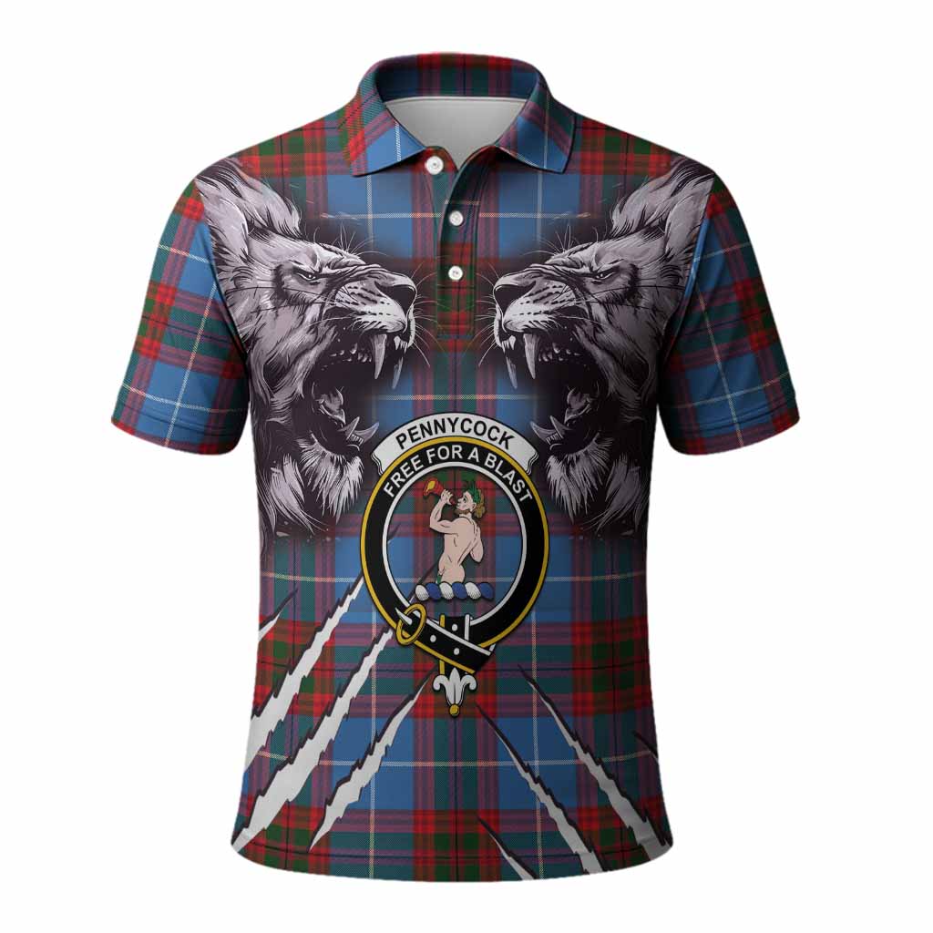 Pennycook Tartan Crest Polo Shirt Ferocious Lion Style
