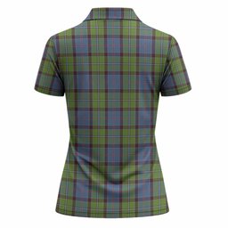 Stirling Tartan Crest Women Polo Shirt Ferocious Lion Style