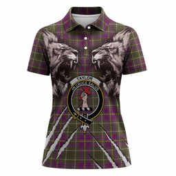Taylor (Tailyour) Tartan Crest Women Polo Shirt Ferocious Lion Style