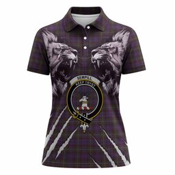 Sempill (Semple) Tartan Crest Women Polo Shirt Ferocious Lion Style