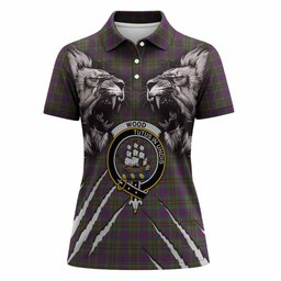 Wood Tartan Crest Women Polo Shirt Ferocious Lion Style