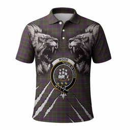 Wood Tartan Crest Polo Shirt Ferocious Lion Style