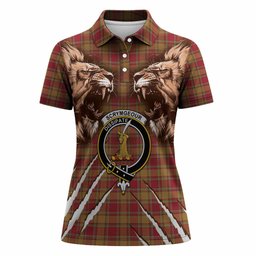 Scrymgeour Tartan Crest Women Polo Shirt Ferocious Lion Style