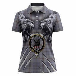 Tweedie Tartan Crest Women Polo Shirt Ferocious Lion Style