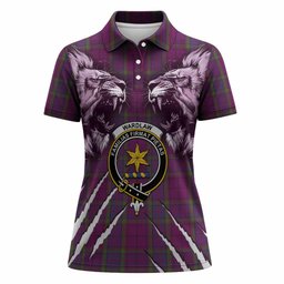 Wardlaw Tartan Crest Women Polo Shirt Ferocious Lion Style
