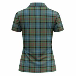 Paisley Tartan Crest Women Polo Shirt Ferocious Lion Style
