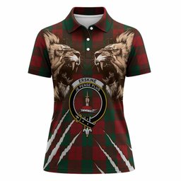 Erskine Tartan Crest Women Polo Shirt Ferocious Lion Style