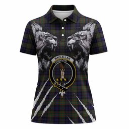 MacLellan (McLellan) Tartan Crest Women Polo Shirt Ferocious Lion Style