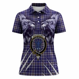 Ochterlony Tartan Crest Women Polo Shirt Ferocious Lion Style