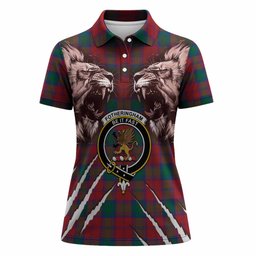 Fotheringham (Fotheringhame) Tartan Crest Women Polo Shirt Ferocious Lion Style