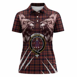 Ogilvie (Ogilvy) Tartan Crest Women Polo Shirt Ferocious Lion Style