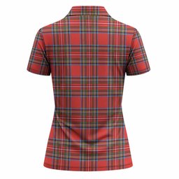Stewart (Stuart) Tartan Crest Women Polo Shirt Ferocious Lion Style
