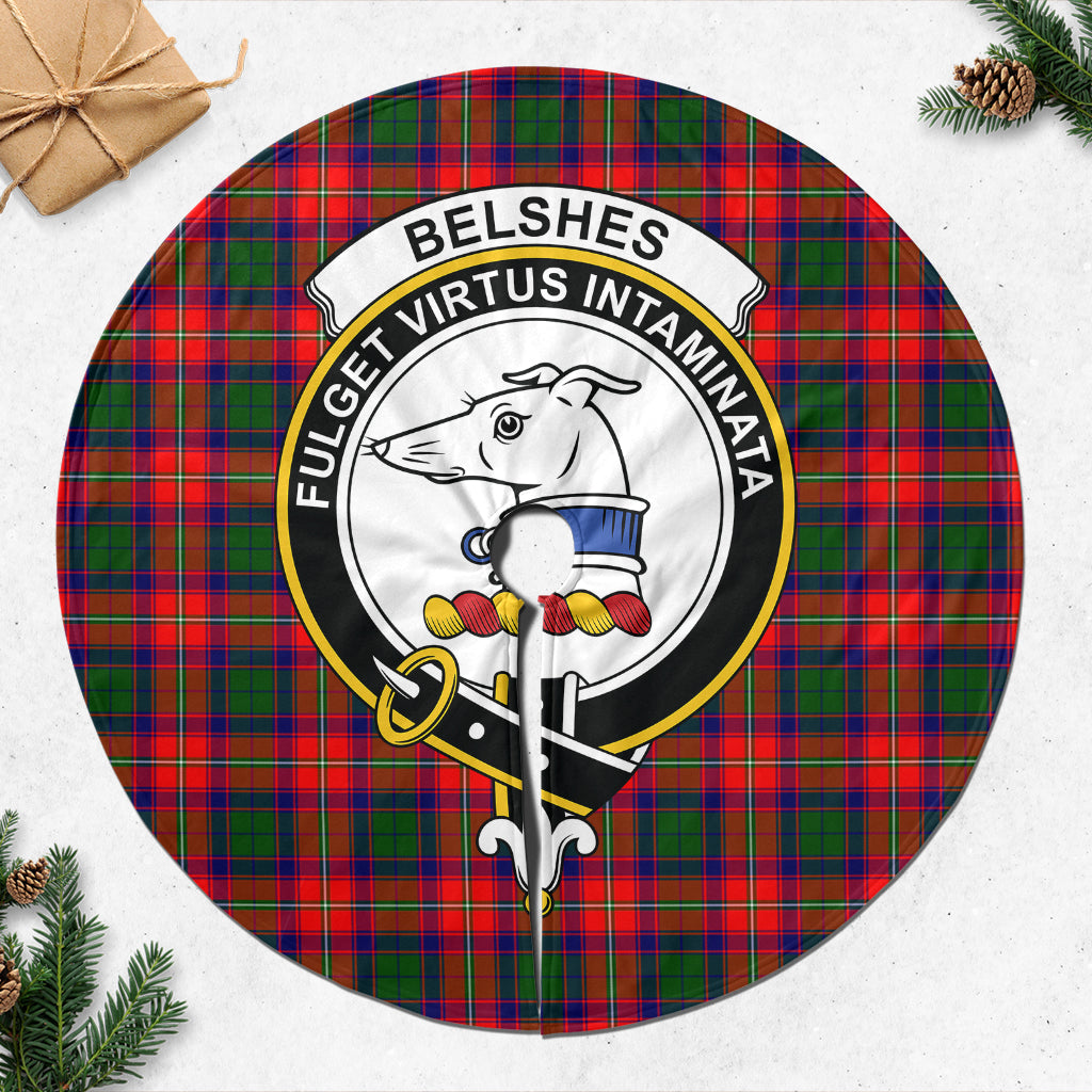 Belshes Tartan Christmas Tree Skirt with Family Crest