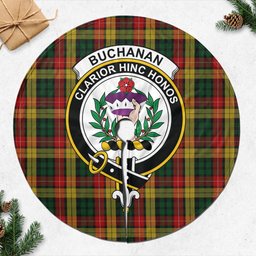 Buchanan Tartan Christmas Tree Skirt with Family Crest