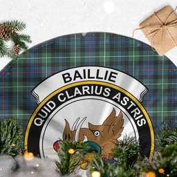 Baillie Ancient Tartan Christmas Tree Skirt with Family Crest