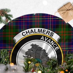 Chalmers Tartan Christmas Tree Skirt with Family Crest