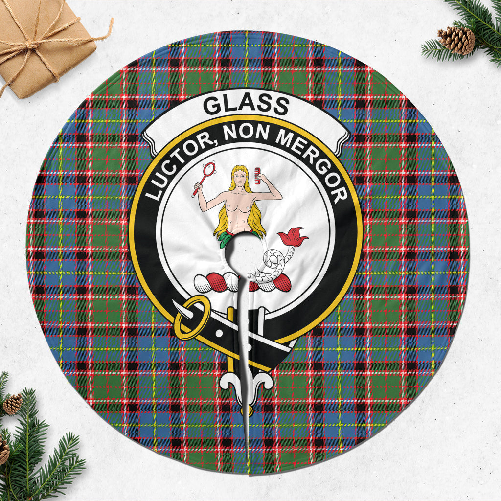 Glass Tartan Christmas Tree Skirt with Family Crest