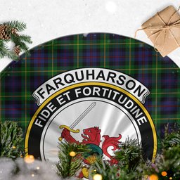 Farquharson Tartan Christmas Tree Skirt with Family Crest