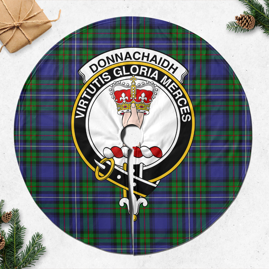 Donnachaidh Tartan Christmas Tree Skirt with Family Crest