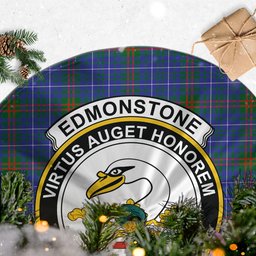 Edmonstone Tartan Christmas Tree Skirt with Family Crest