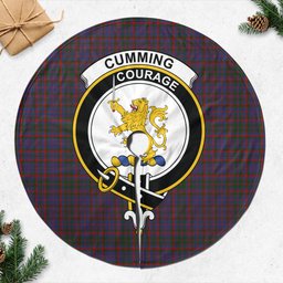 Cumming Tartan Christmas Tree Skirt with Family Crest