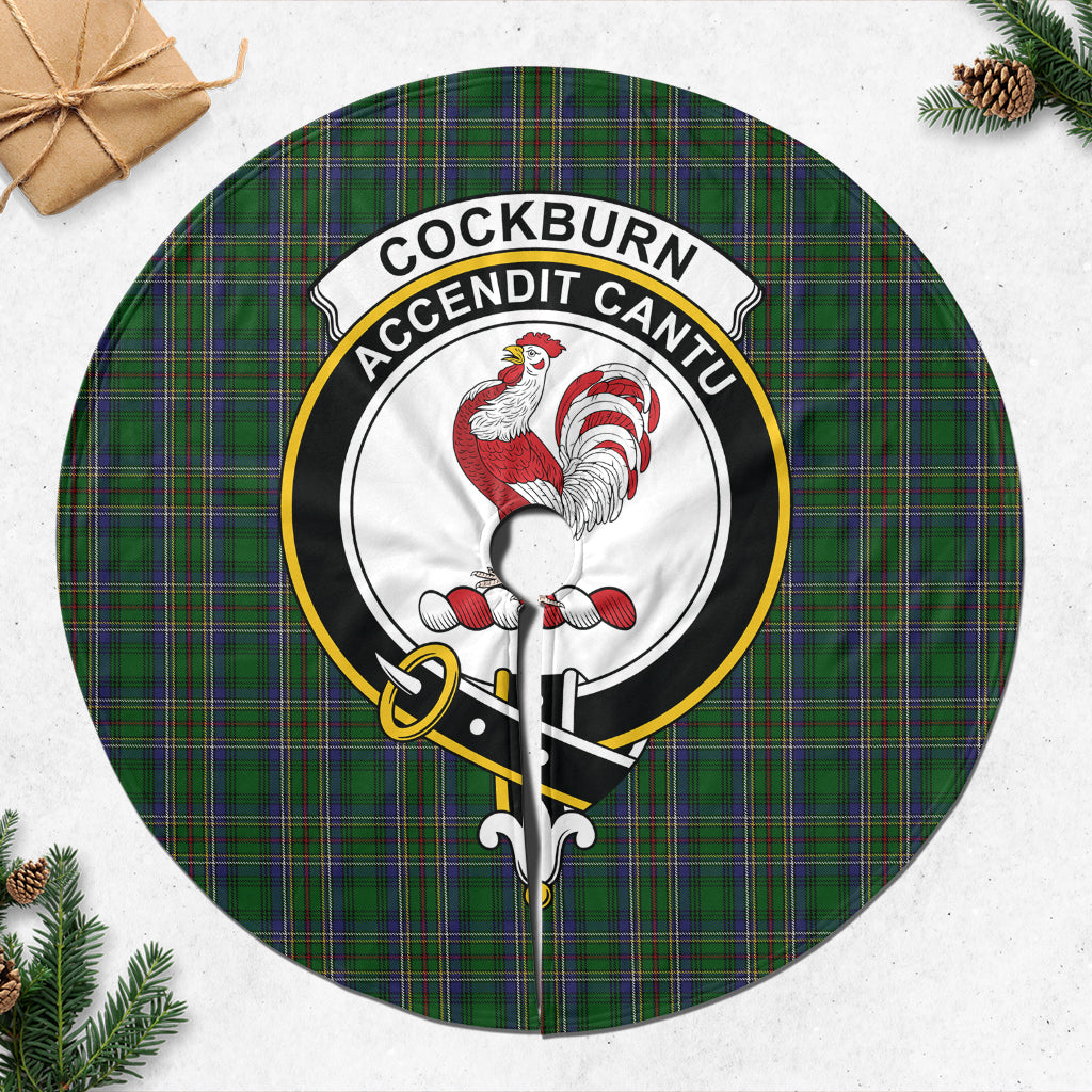 Cockburn Tartan Christmas Tree Skirt with Family Crest