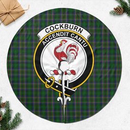 Cockburn Tartan Christmas Tree Skirt with Family Crest