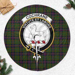 Cochrane Tartan Christmas Tree Skirt with Family Crest