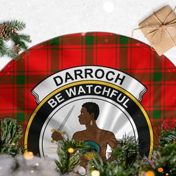 Darroch Tartan Christmas Tree Skirt with Family Crest