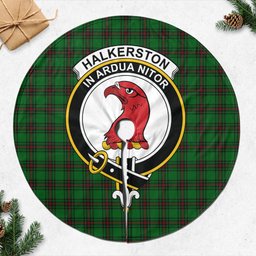 Halkerston Tartan Christmas Tree Skirt with Family Crest