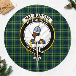Haliburton Tartan Christmas Tree Skirt with Family Crest