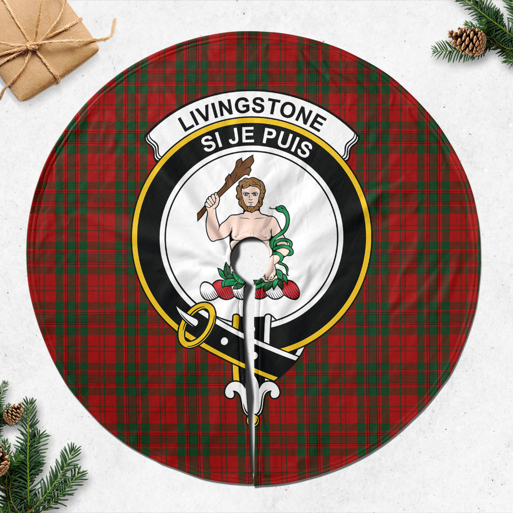 Livingstone Tartan Christmas Tree Skirt with Family Crest