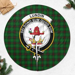 Lundin Tartan Christmas Tree Skirt with Family Crest