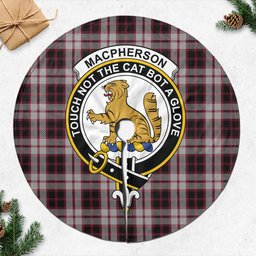 MacPherson (McPherson) Tartan Christmas Tree Skirt with Family Crest