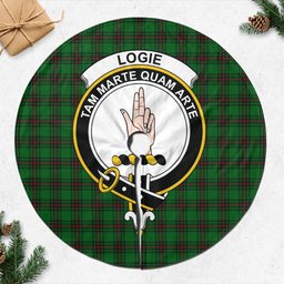 Logie Tartan Christmas Tree Skirt with Family Crest