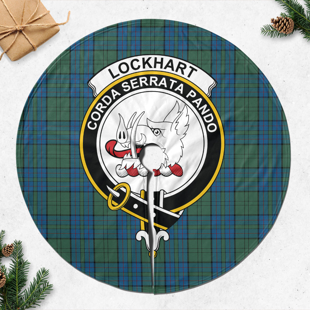Lockhart Tartan Christmas Tree Skirt with Family Crest