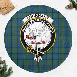 Lockhart Tartan Christmas Tree Skirt with Family Crest