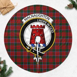 MacNaughton (McNaughton) Tartan Christmas Tree Skirt with Family Crest