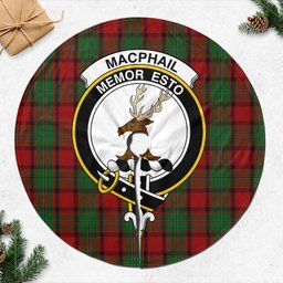 MacPhail (McPhail) Tartan Christmas Tree Skirt with Family Crest