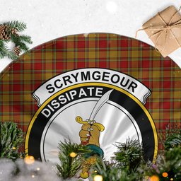 Scrymgeour Tartan Christmas Tree Skirt with Family Crest