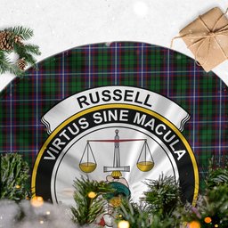 Russell Tartan Christmas Tree Skirt with Family Crest