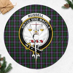 Russell Tartan Christmas Tree Skirt with Family Crest