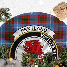 Pentland Tartan Christmas Tree Skirt with Family Crest