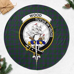 Wood Tartan Christmas Tree Skirt with Family Crest